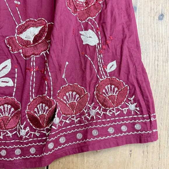 Antonio Melani Dark Red Floral Skirt Midi Embroidered 2 Wine - Picture 2 of 8